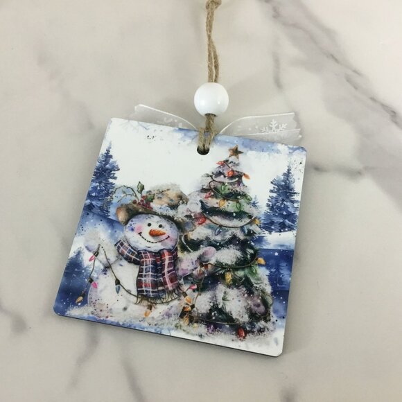 Country Snowman 3.5" Wooden Christmas Ornament - Picture 5 of 6